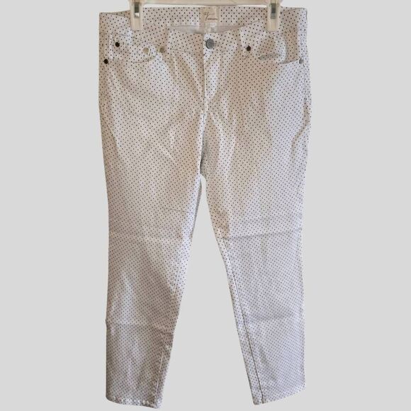Andrea Jovine Polka Dot Skinny Jeans Women's Size 8 White Black Stretch Denim - Picture 3 of 15